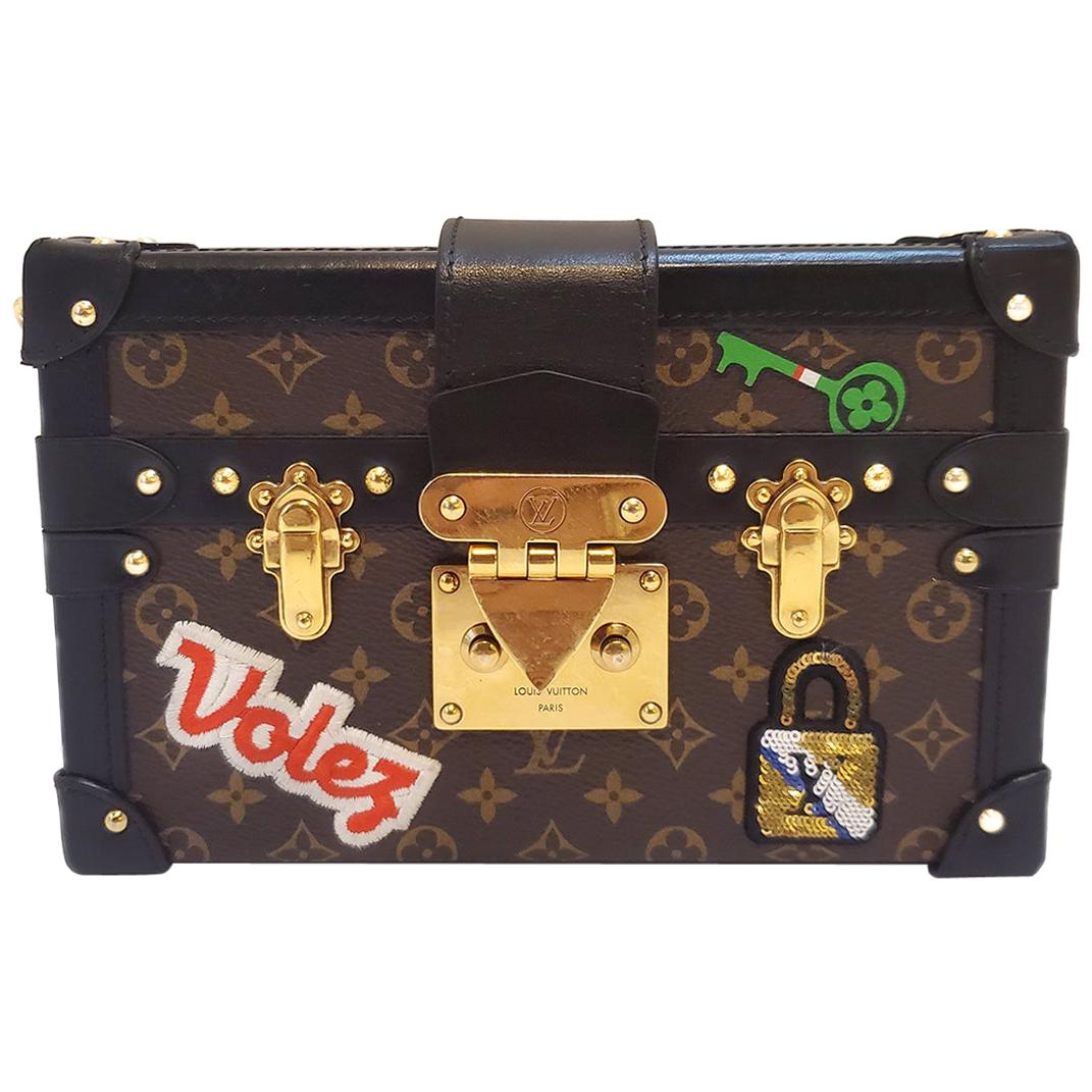 Louis Vuitton Petite Malle Patches Stories Brown Monogram Crossbody Handbag For Sale