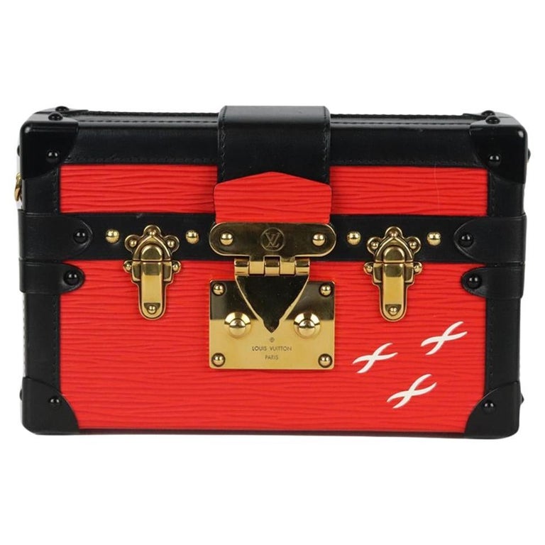 Louis Vuitton Petite Malle Epi Bag in Red with Golden Brass Hardware