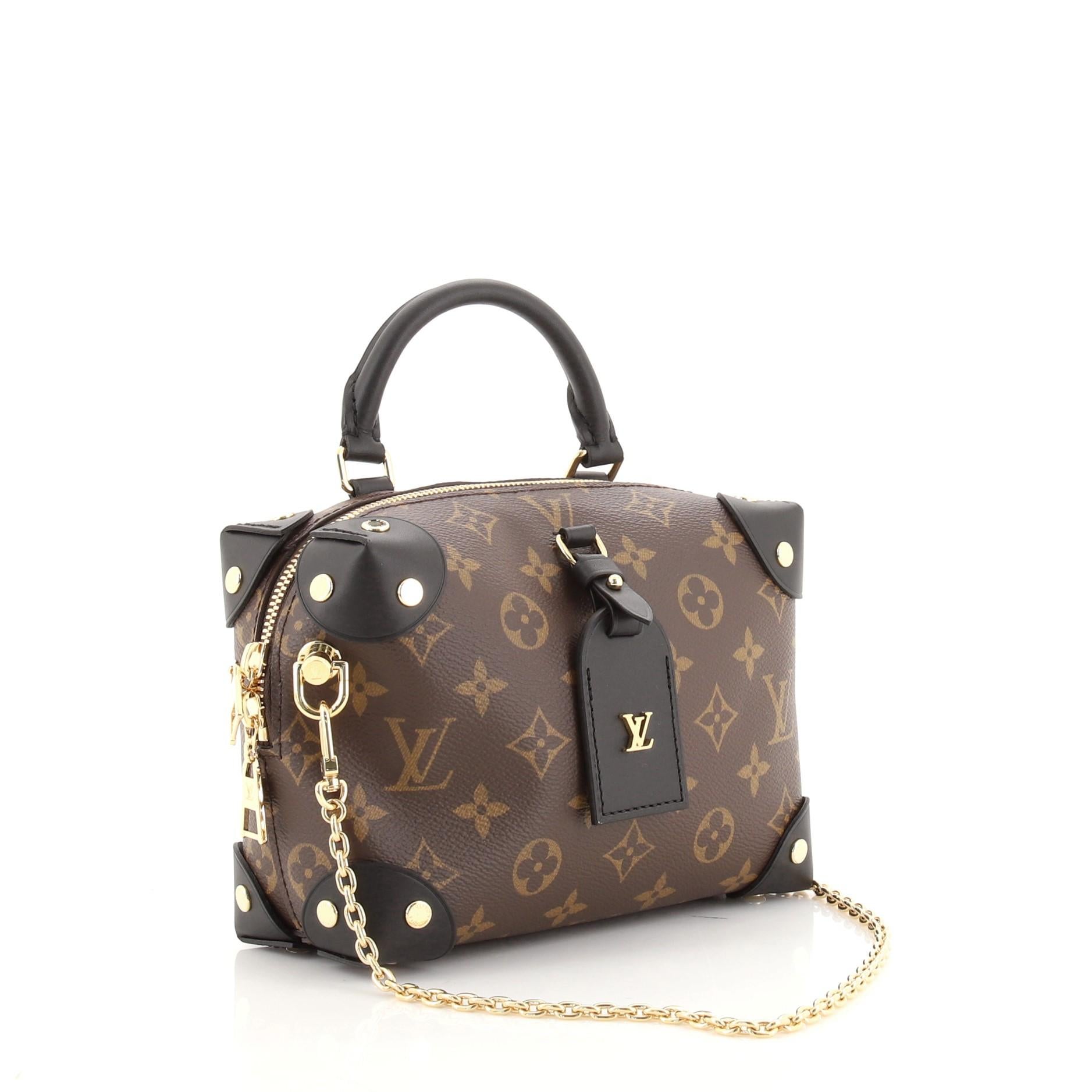 Black Louis Vuitton Petite Malle Souple Handbag Monogram Canvas