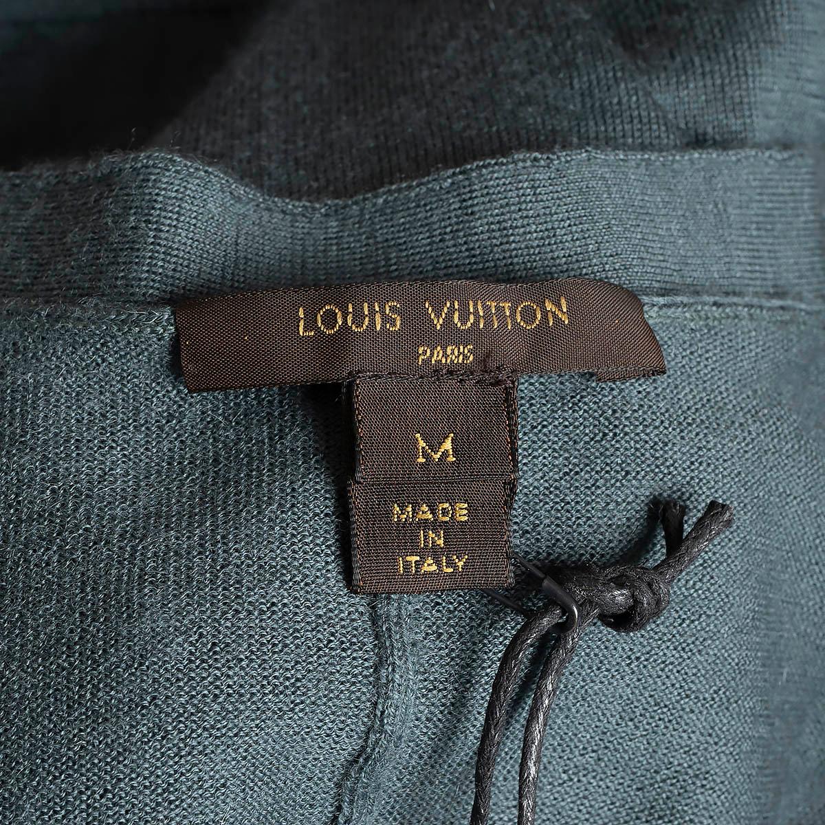 LOUIS VUITTON petrol blue cashmere CRYSTAL BUTTON Cardigan Sweater M For Sale 3