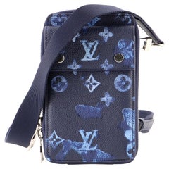 Used Louis Vuitton Phone Pouch Limited Edition Monogram Ink Watercolor Leather