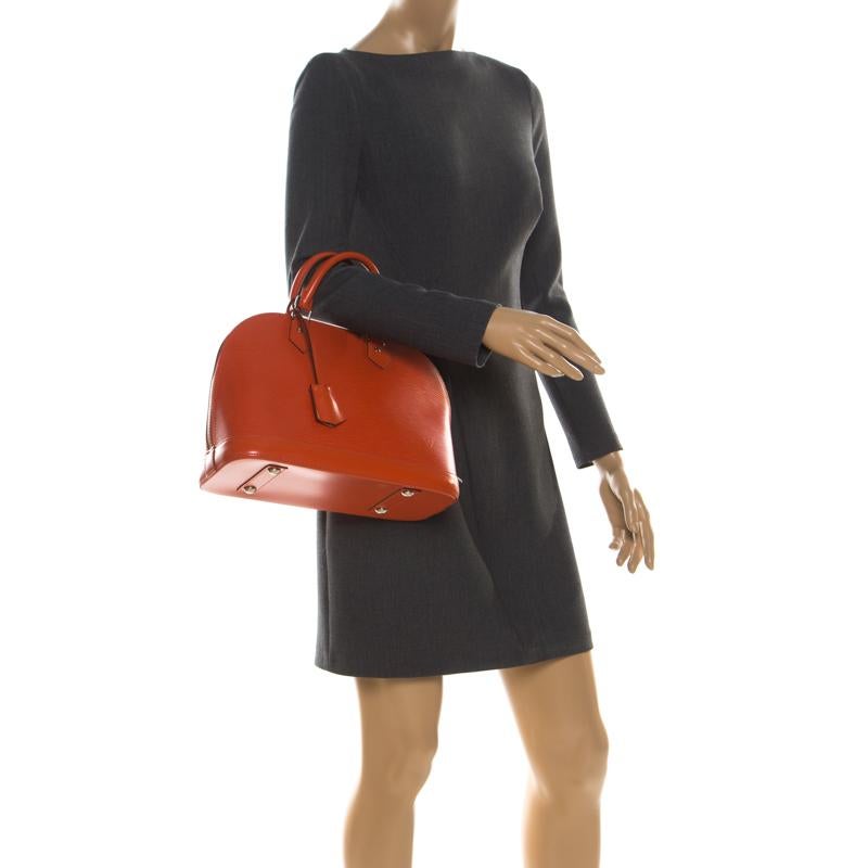 Red Louis Vuitton Piment Epi Leather Alma PM Bag
