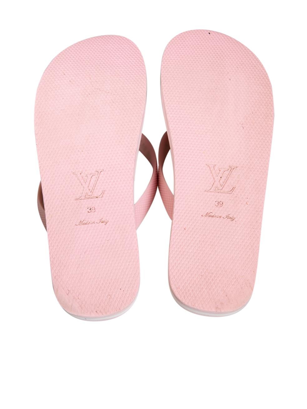 Women's Louis Vuitton Pink ‚AuBy The Pool‚Au Logo Slippers Size IT 39 For Sale