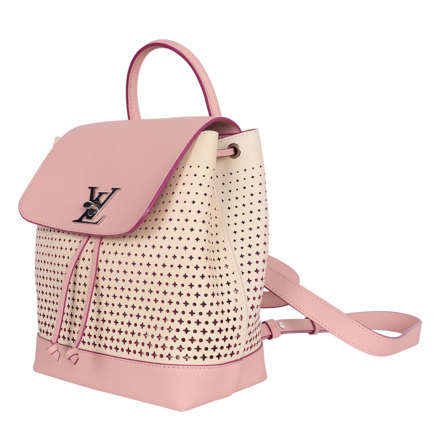 Louis Vuitton Pink Beige Perforated Leather Lockme Backpack For Sale 1