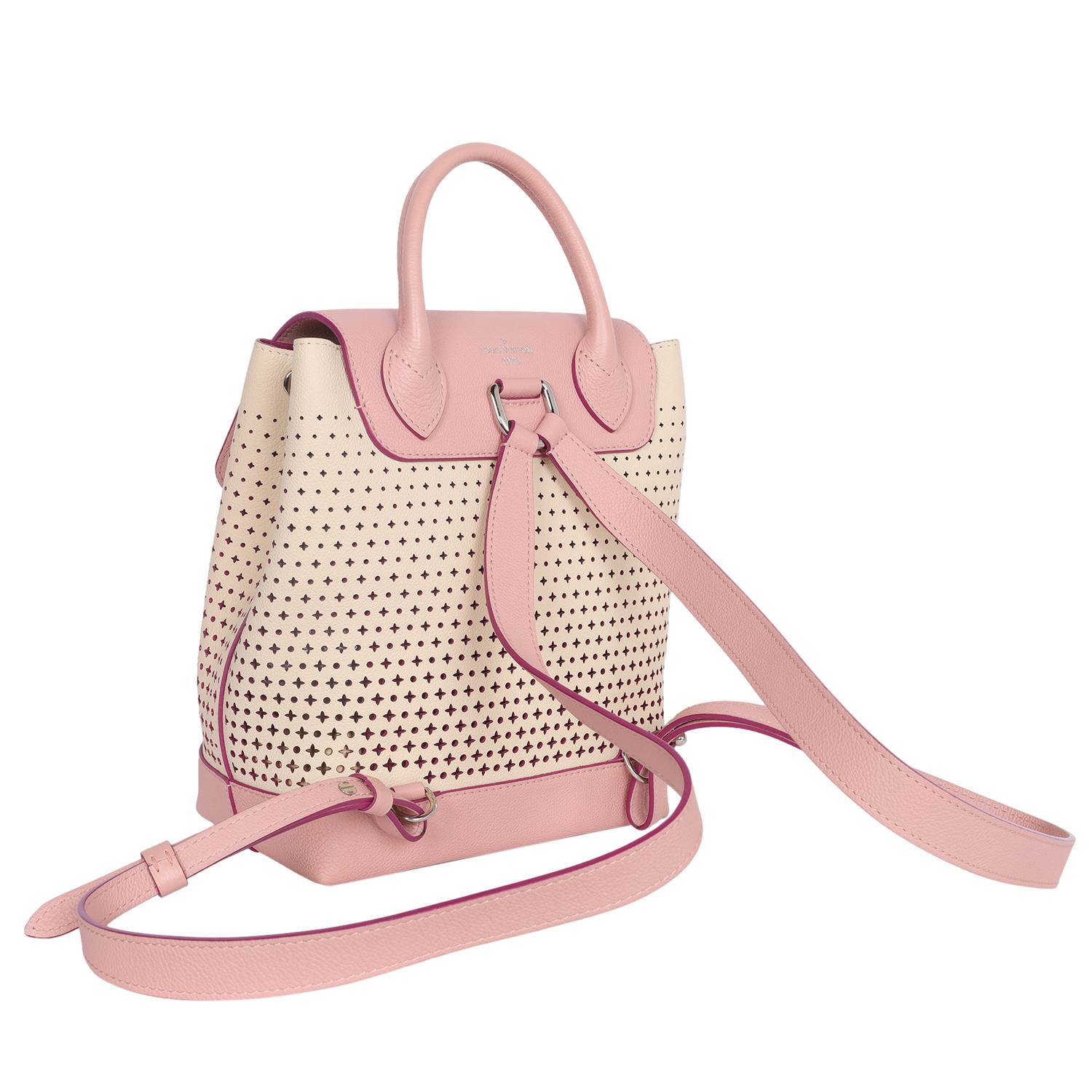 Louis Vuitton Pink Beige Perforated Leather Lockme Backpack For Sale 4
