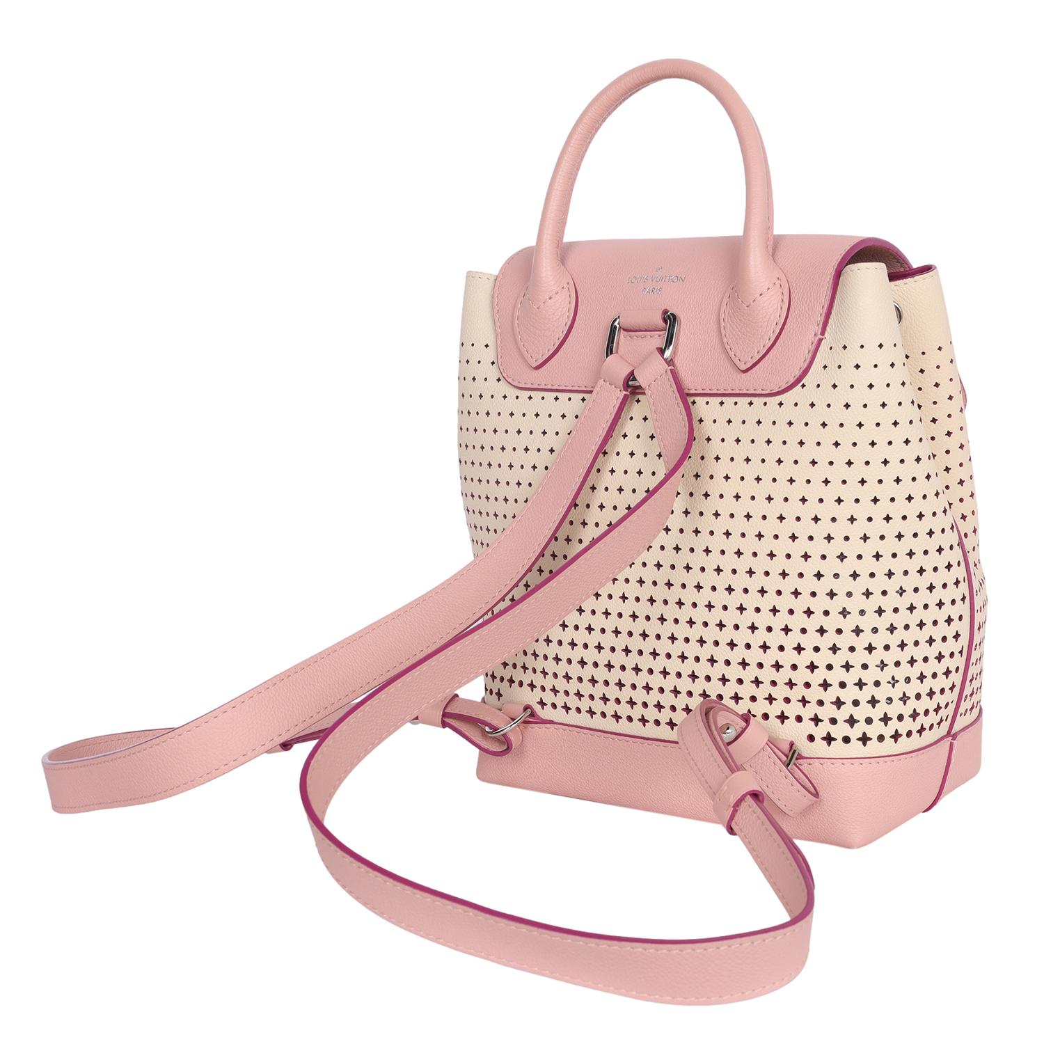 Louis Vuitton Pink Beige Perforated Leather Lockme Backpack For Sale 5
