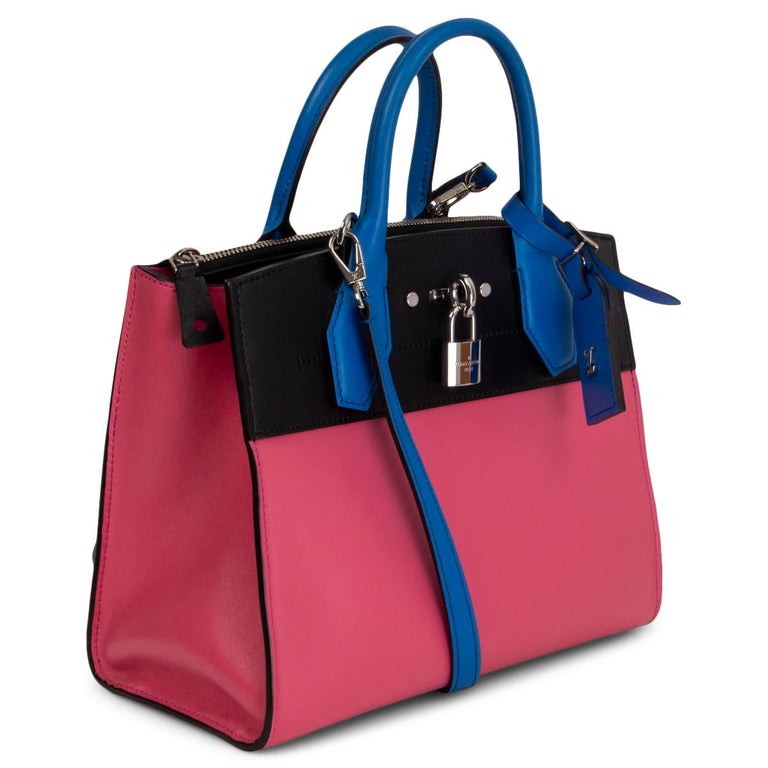 LOUIS VUITTON pink black blue leather 2016 CITY STEAMER PM Tote Bag For  Sale at 1stDibs