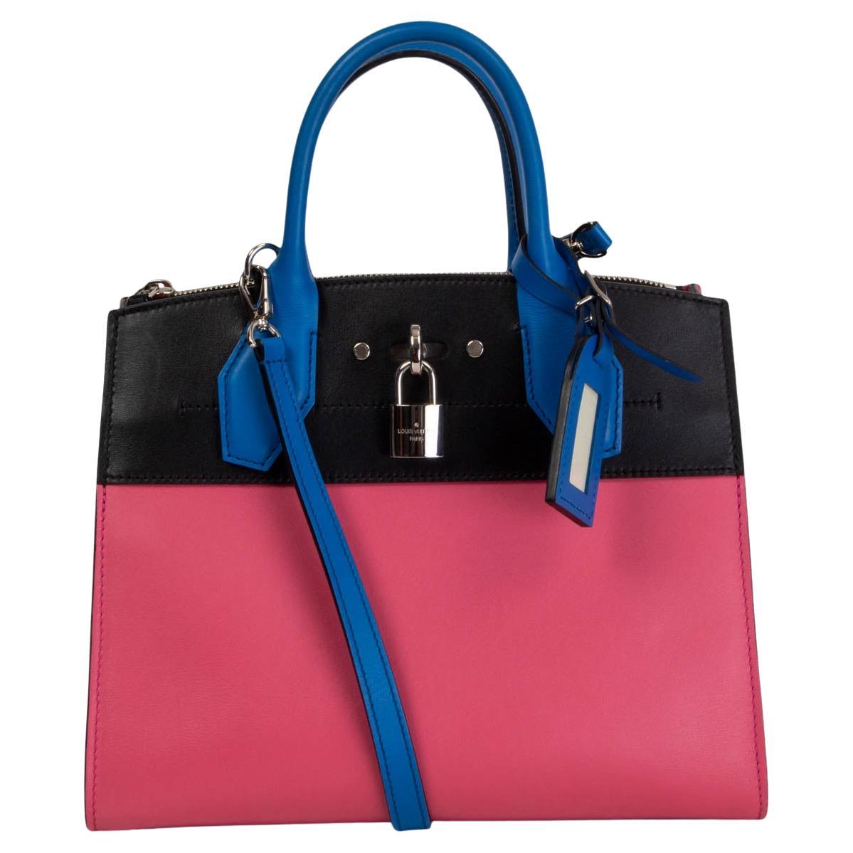 LOUIS VUITTON pink black blue leather 2016 CITY STEAMER PM Tote Bag