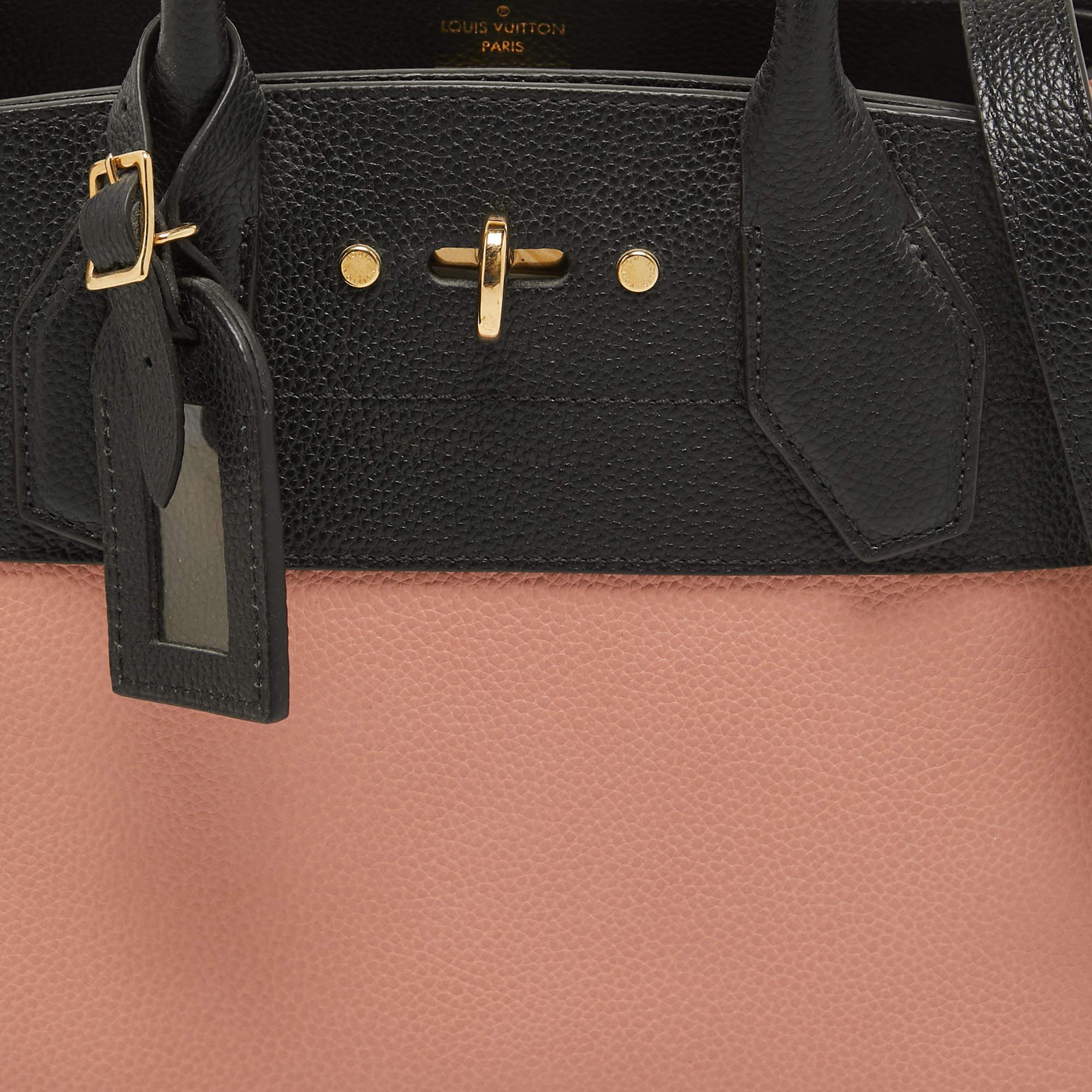 Louis Vuitton Pink/Black Leather City Steamer PM Bag In Excellent Condition For Sale In Dubai, Al Qouz 2