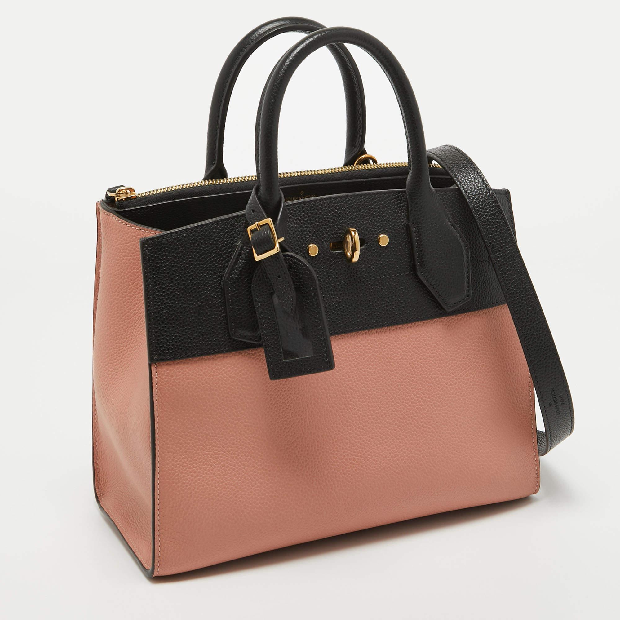 Women's Louis Vuitton Pink/Black Leather City Steamer PM Bag