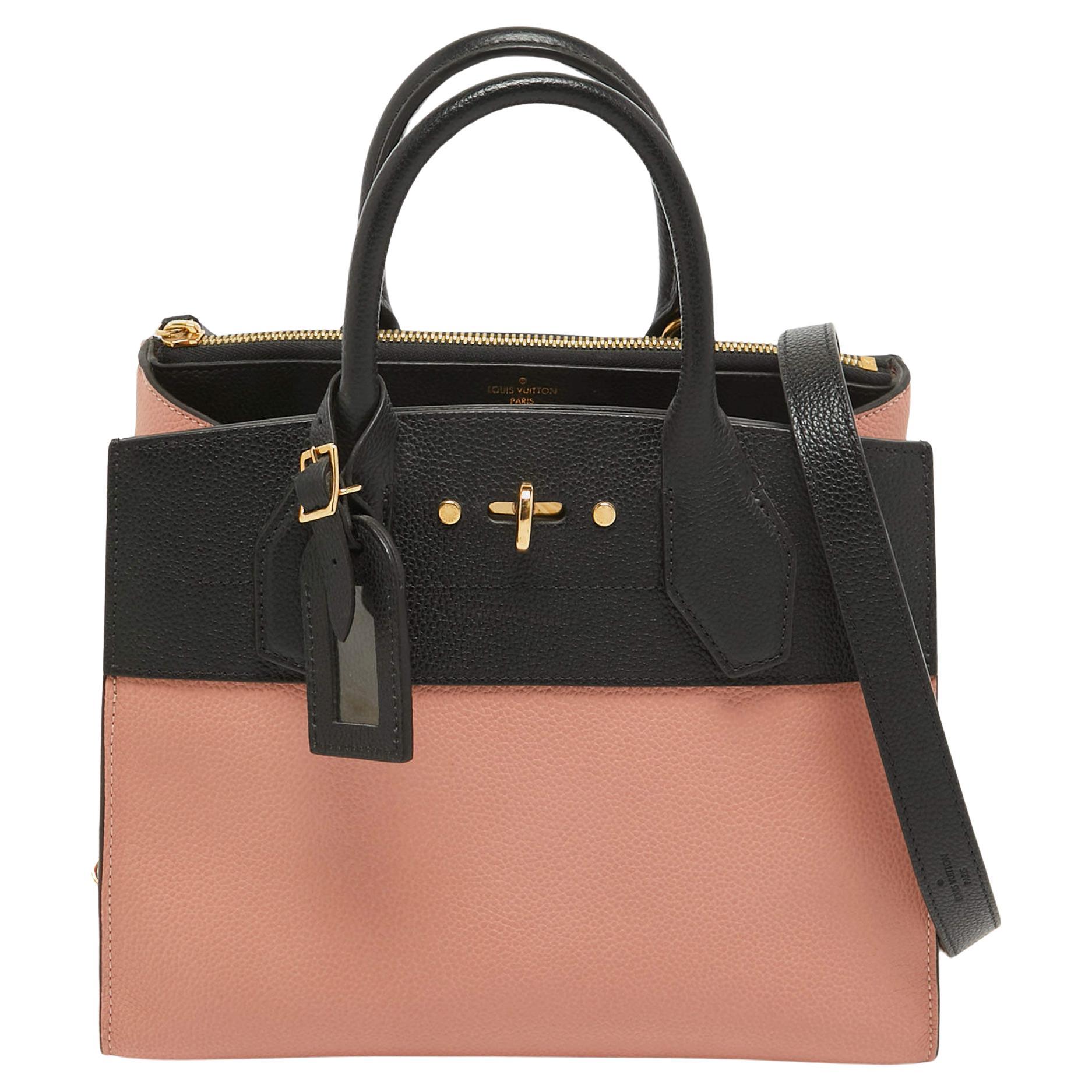 Louis Vuitton Pink/Black Leather City Steamer PM Bag For Sale