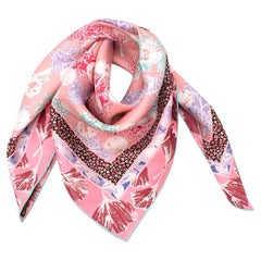 Louis Vuitton Pink Blossom Print Silk Twill Scarf 90