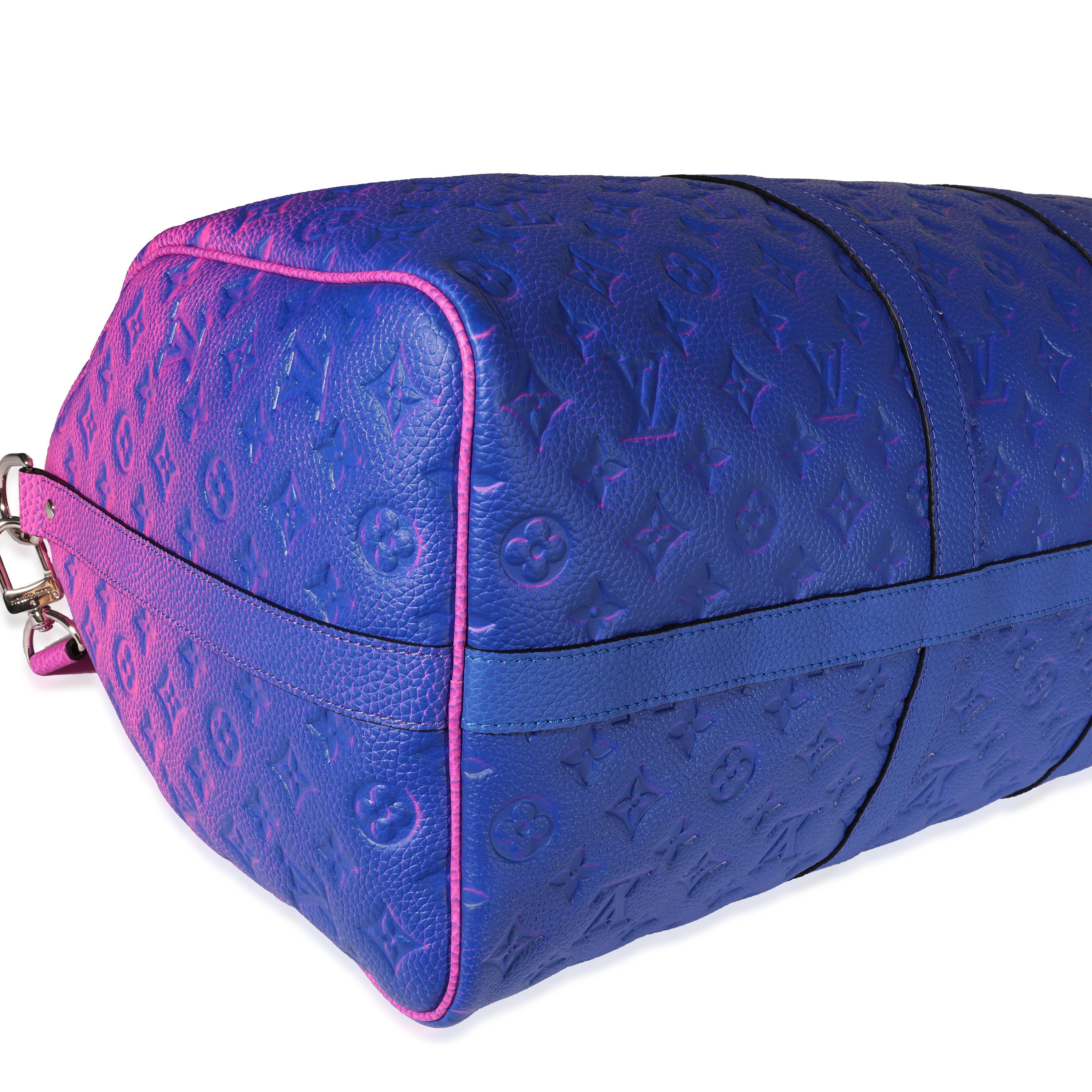 Purple Louis Vuitton Pink & Blue Monogram Taurillon Illusion Keepall Bandoulière 50