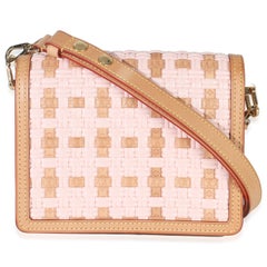 Louis Vuitton Pink Brown Leather Woven Dauphine PM