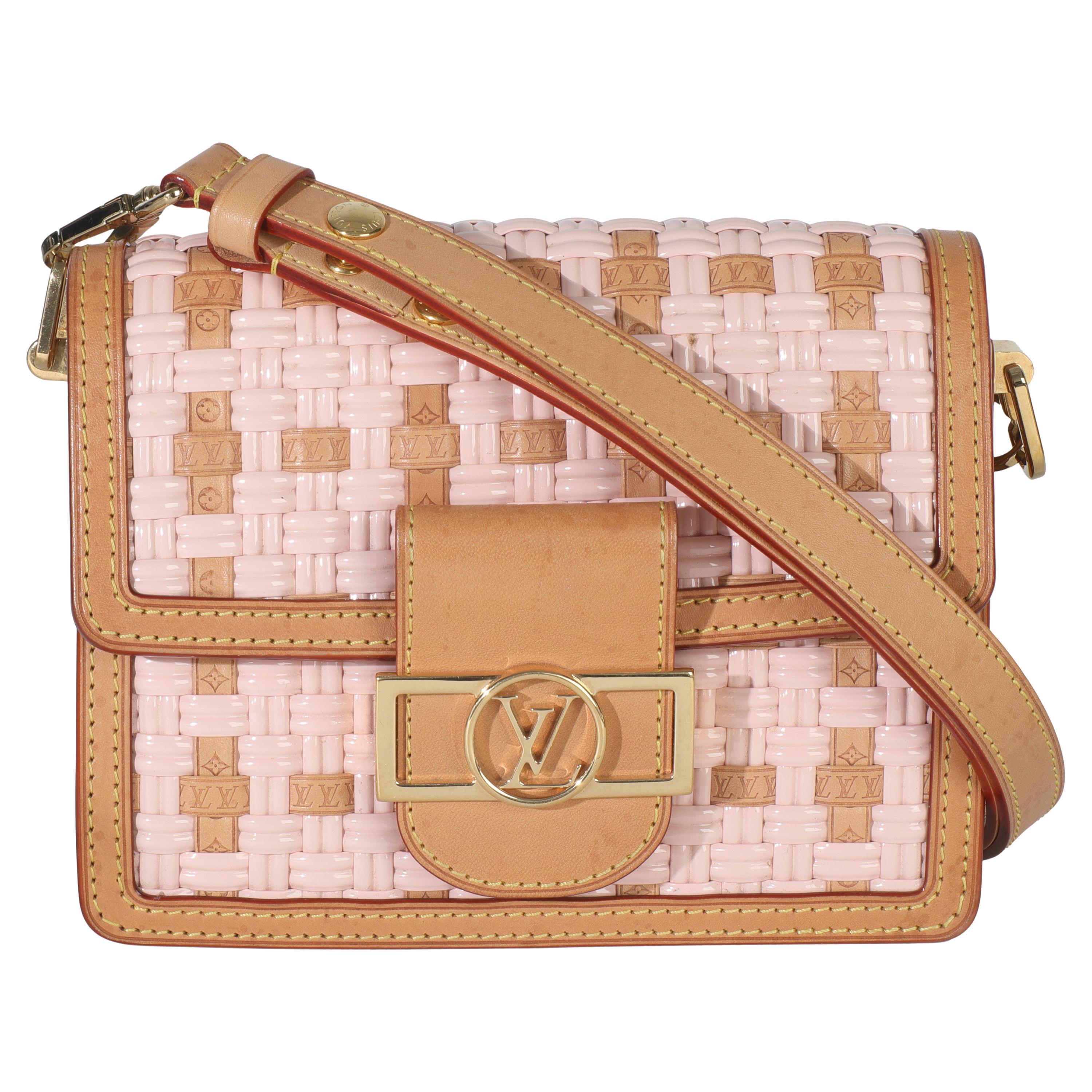 Louis Vuitton Pink Brown Leather Woven Dauphine PM im Angebot