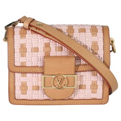 Louis Vuitton Pink Brown Leather Woven Dauphine PM