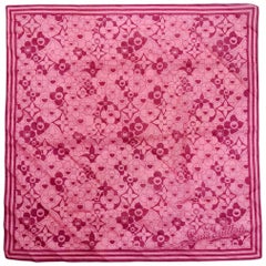 Louis Vuitton Pink/Burgundy Cotton Takashi Murakami Cosmic Blossom Square Scarf