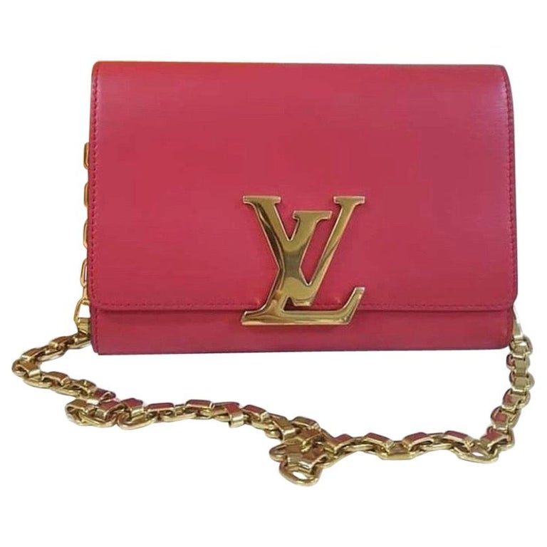 Louis Vuitton Red Calfskin Leather Chain Louise GM Bag Louis Vuitton