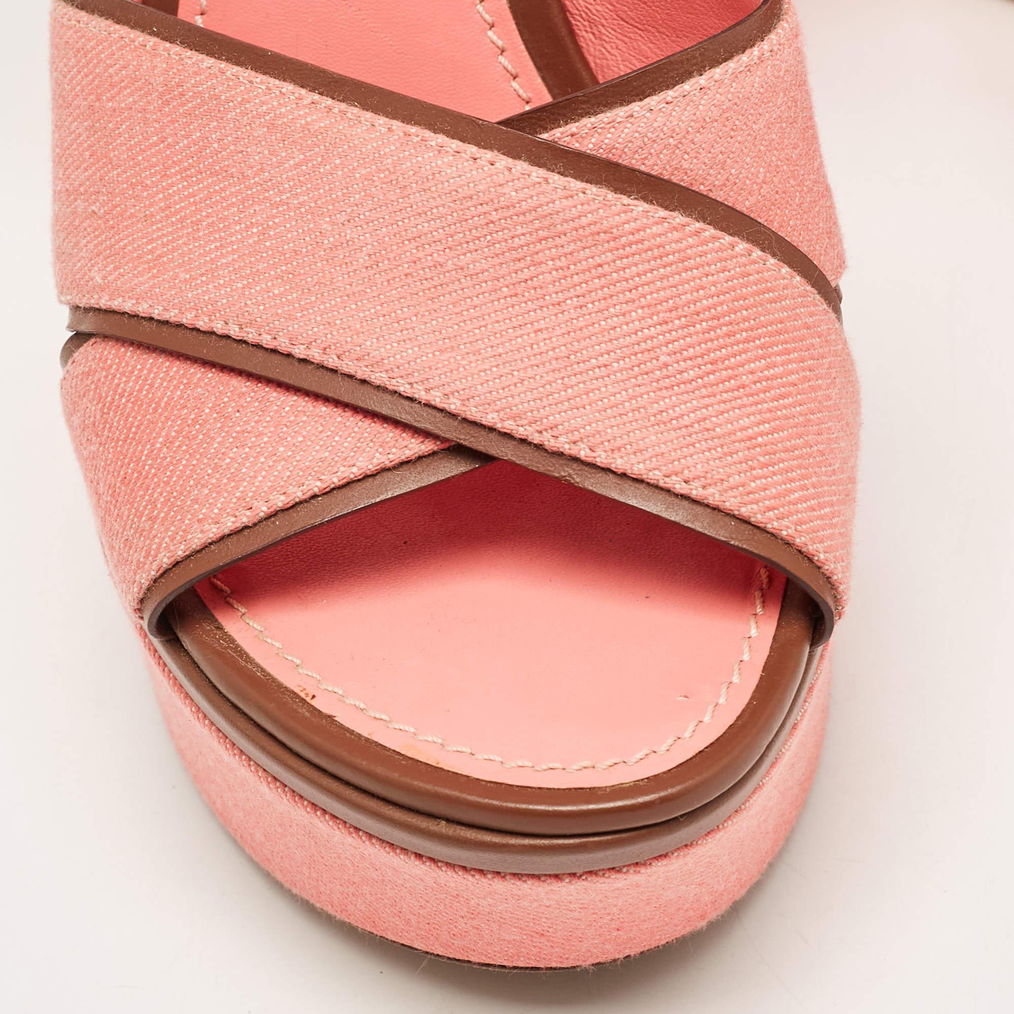 Louis Vuitton Pink Canvas and Leather Articles De Voyage Wedge Sandals Size 40 For Sale 1