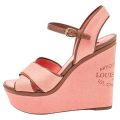 Louis Vuitton Pink Canvas and Leather Articles De Voyage Wedge Sandals Size 40