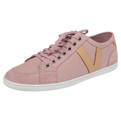 Louis Vuitton Pink Canvas and Leather Low Top Sneakers Size 41.5