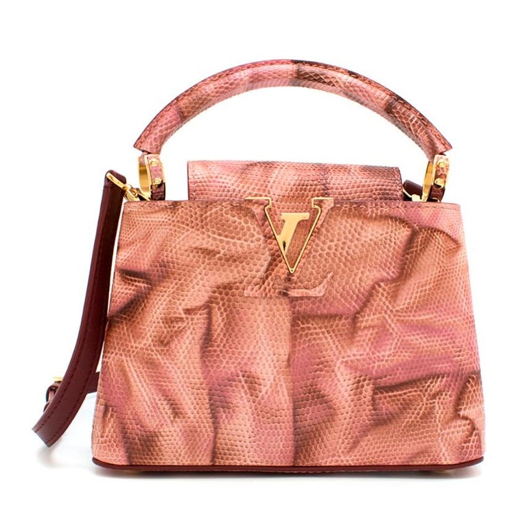 Louis Vuitton Pink Capucines Mini Lizard Bag 20cm
