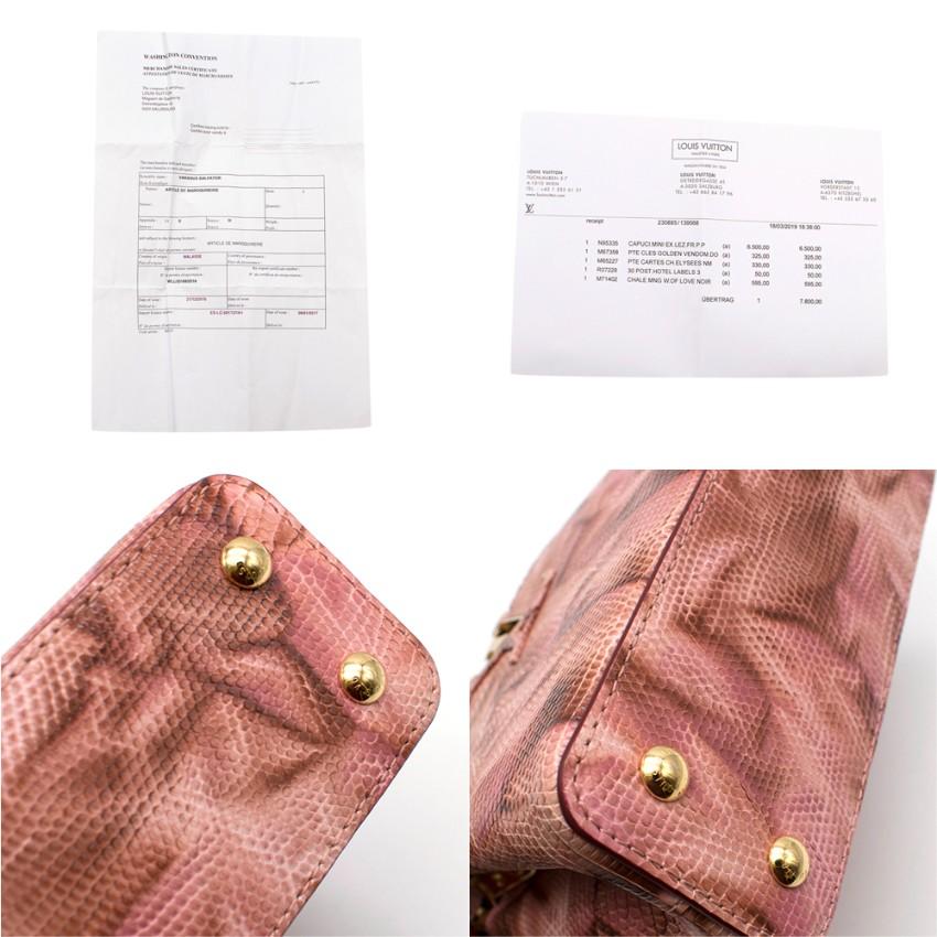 Women's Louis Vuitton Pink Capucines Mini Lizard Bag 20cm