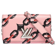 Louis Vuitton Rosa Kette Blume Epi Leder Twist Brieftasche auf Kette