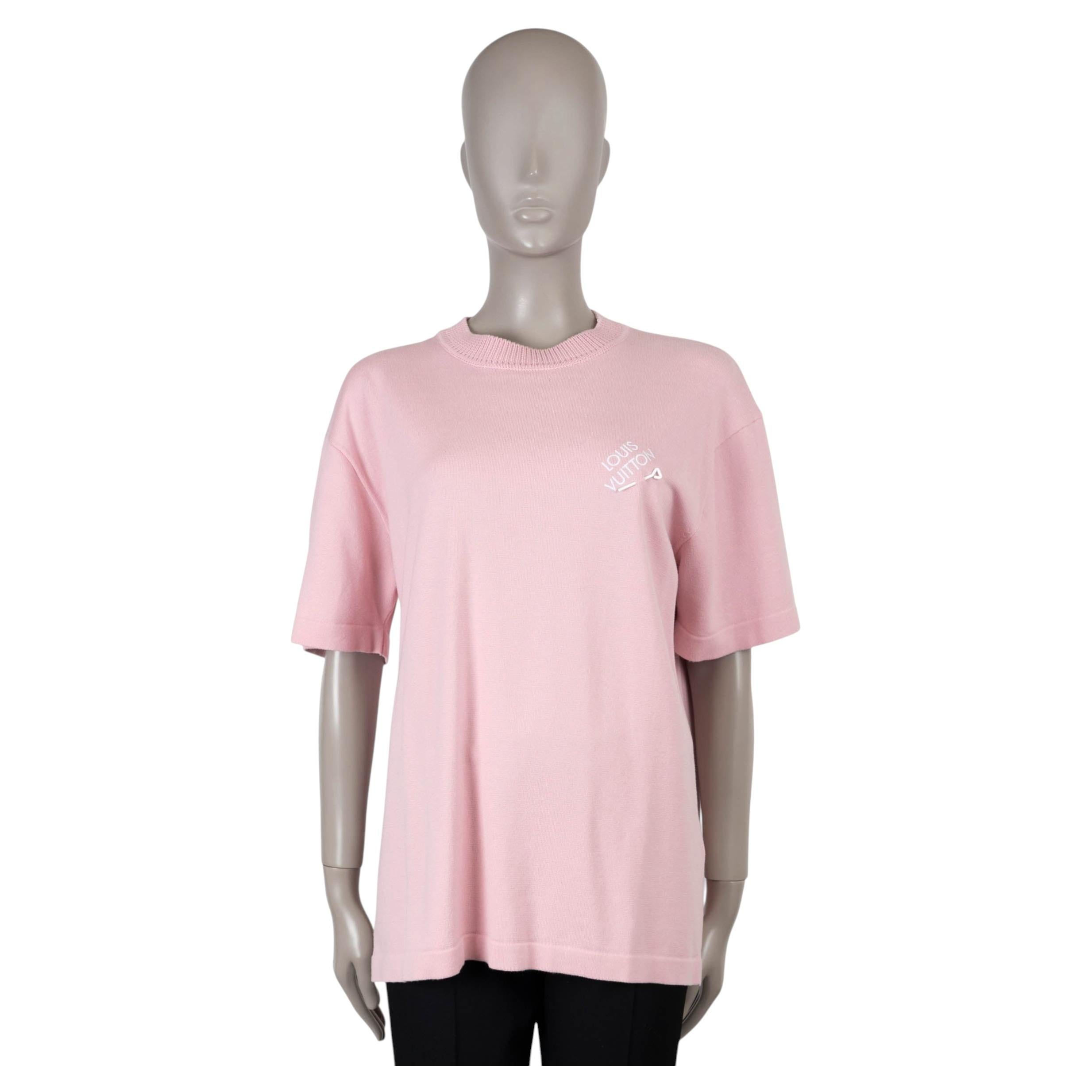 Chemise en jersey brodé Louis Vuitton, coton rose, modèle 2025, taille M