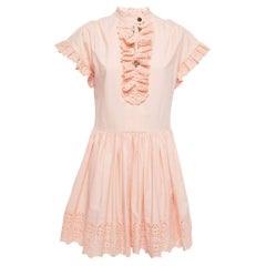 Louis Vuitton Pink Cotton Frilled Mini Dress M