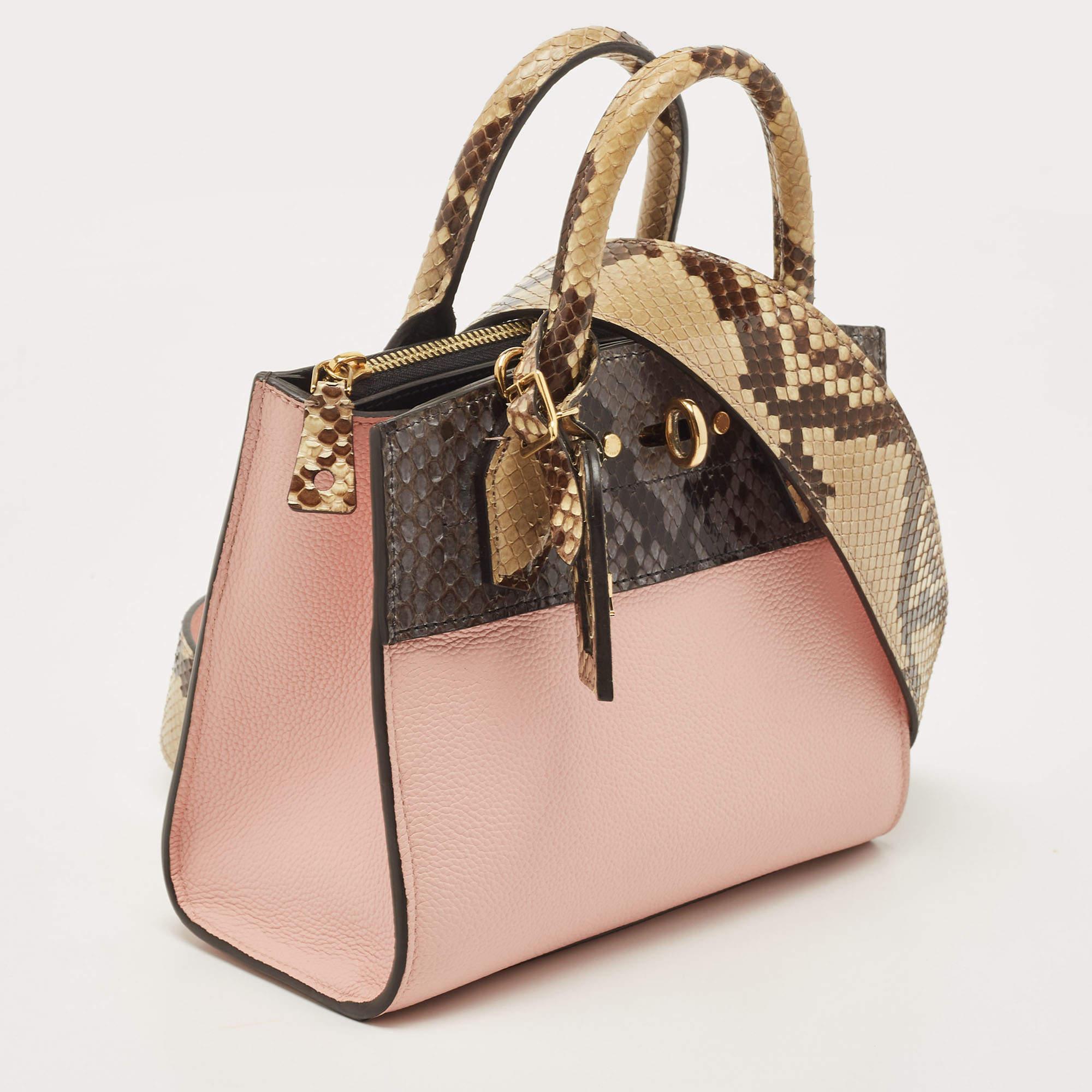 Louis Vuitton Pink/Cream Taurillon Leather and Python City Steamer Mini Bag For Sale 7
