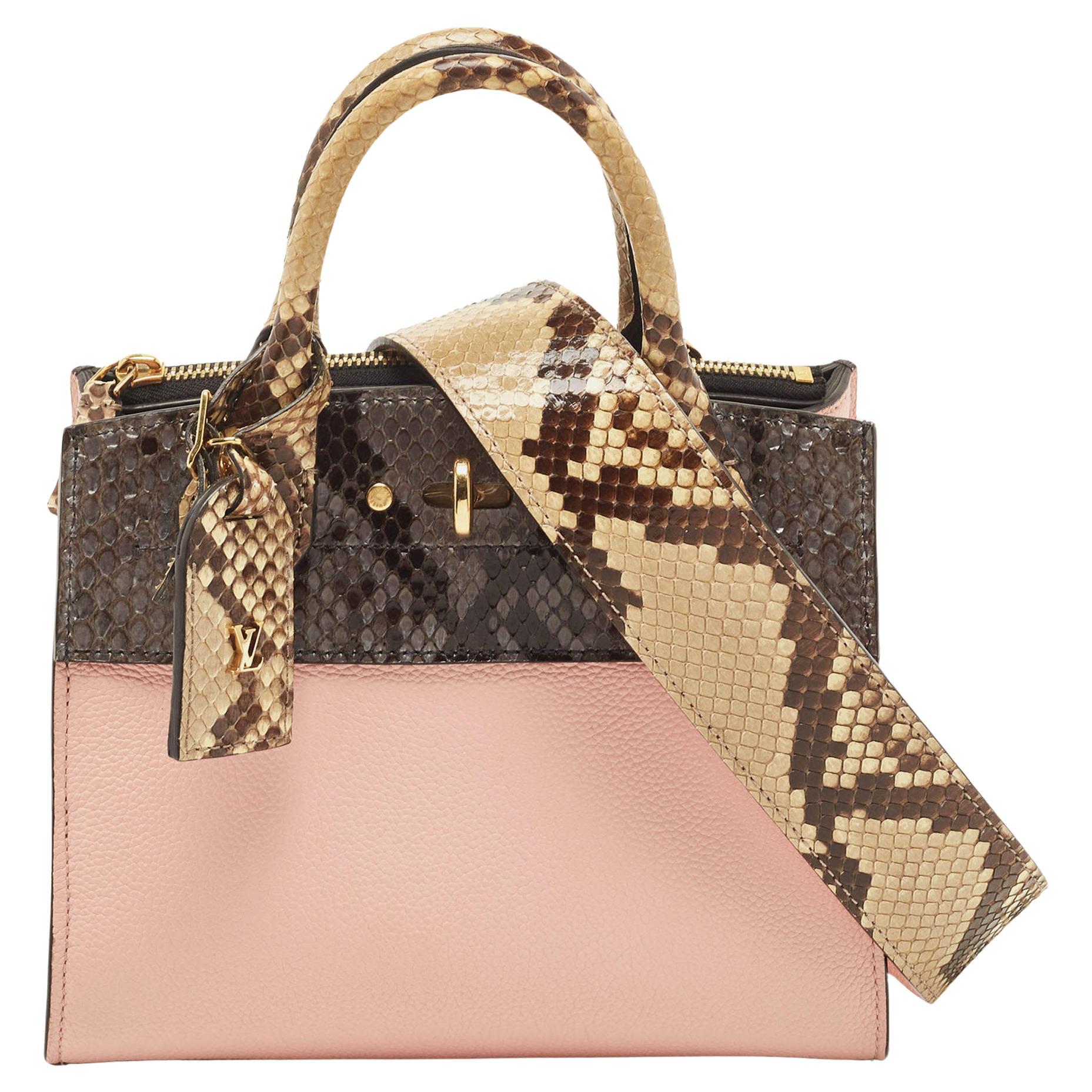 Louis Vuitton Pink/Cream Taurillon Leather and Python City Steamer Mini Bag For Sale