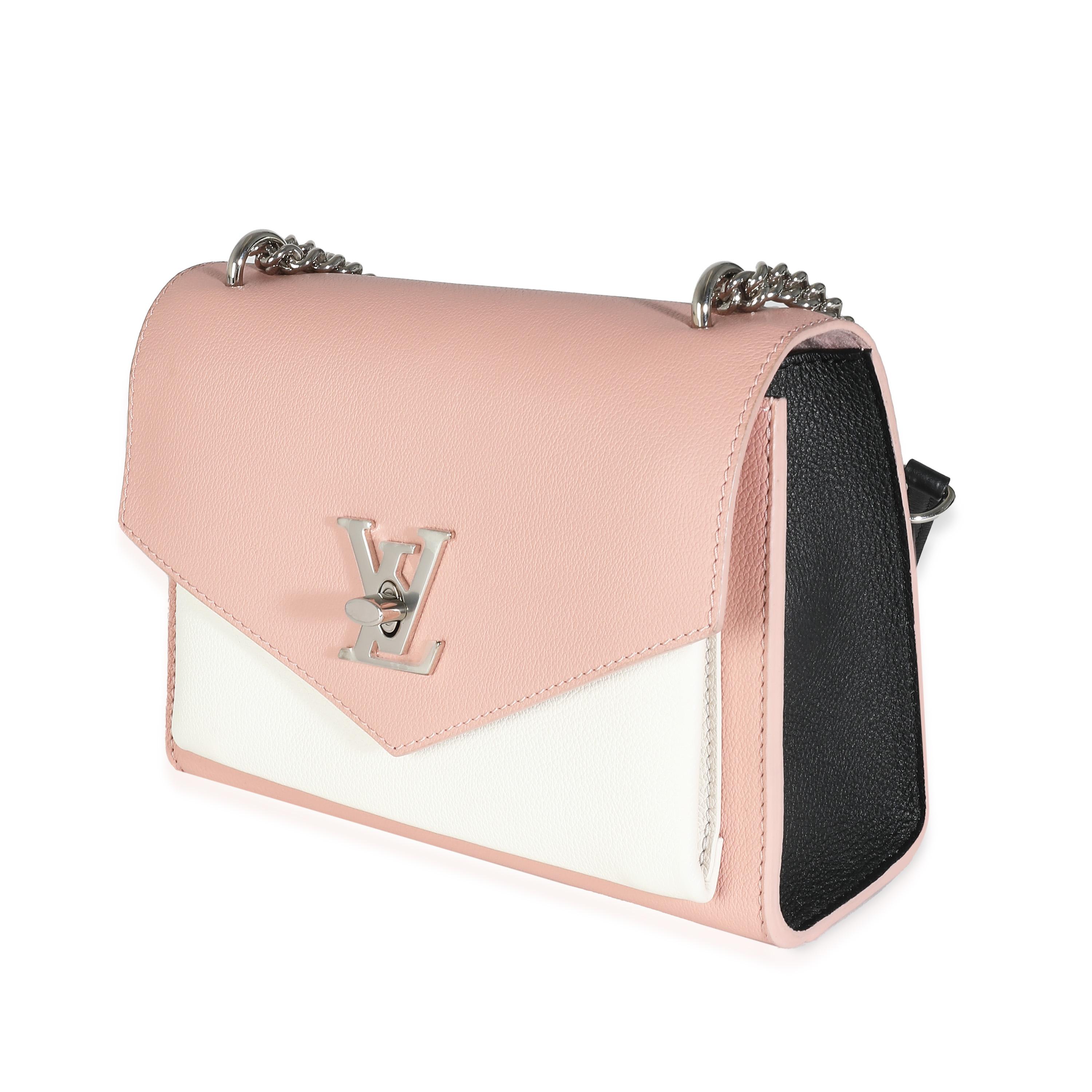 Louis Vuitton Pink Cream Tricolour Soft Calfskin MyLockme BB In Excellent Condition For Sale In New York, NY