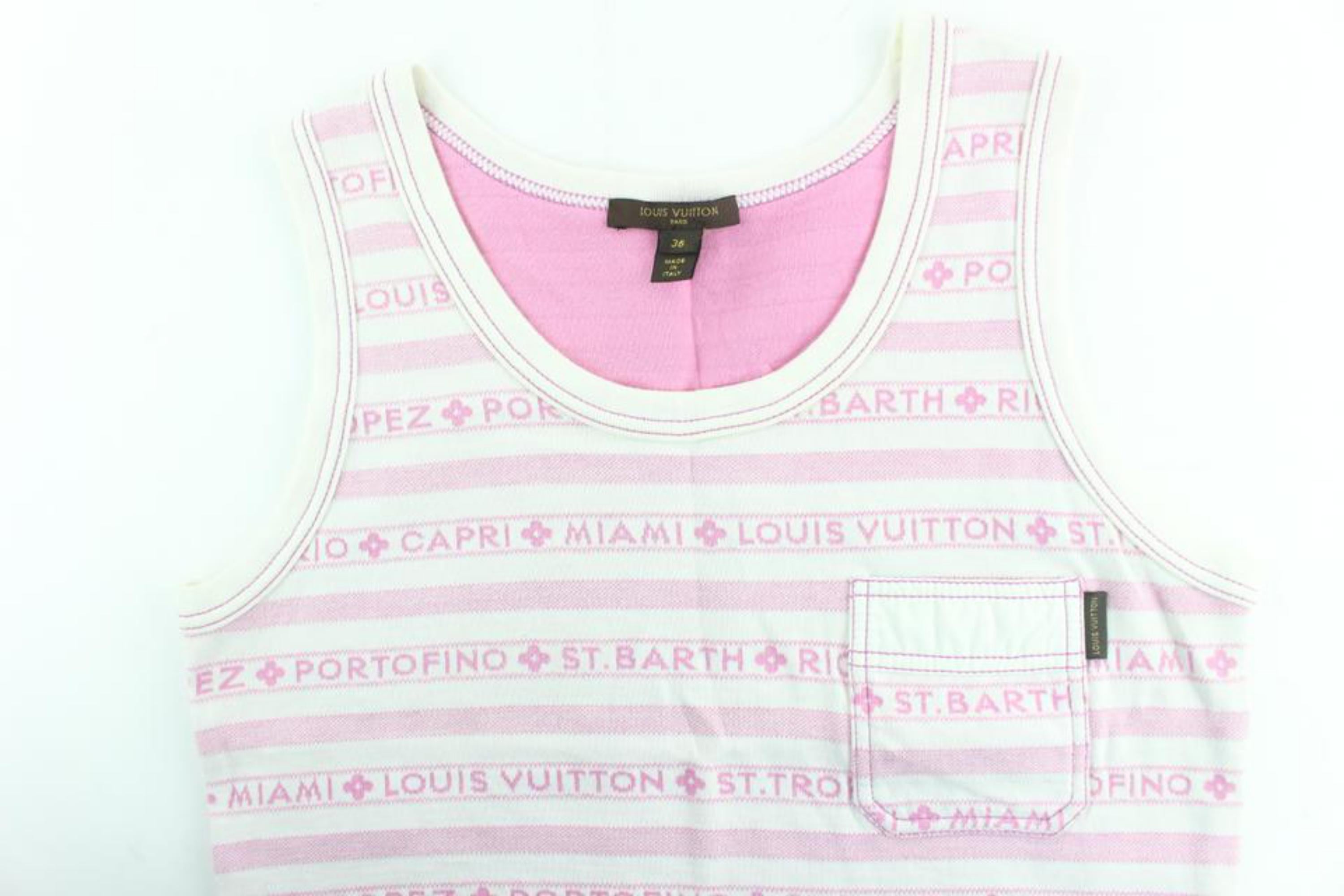 Louis Vuitton Pink Cruise Logo Island Shirt 21lz1106 Tank Top/Cami In Excellent Condition For Sale In Forest Hills, NY