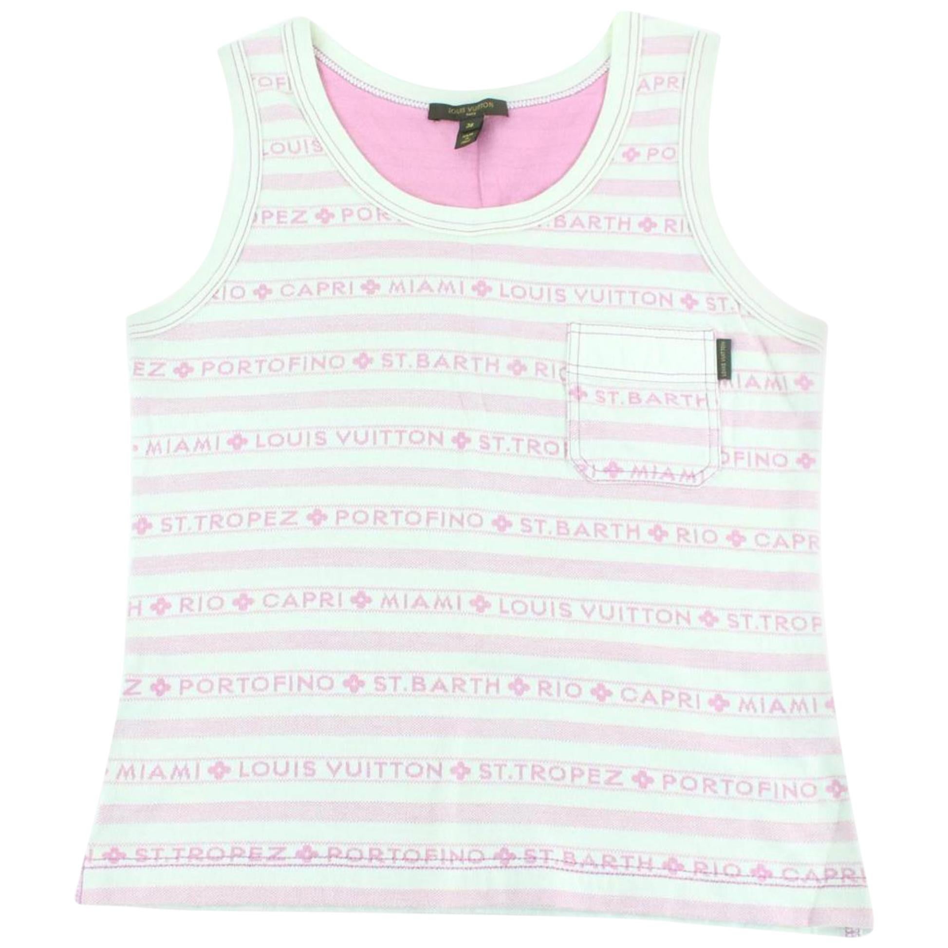 Louis Vuitton Pink Cruise Logo Island Shirt 21lz1106 Tank Top/Cami For Sale