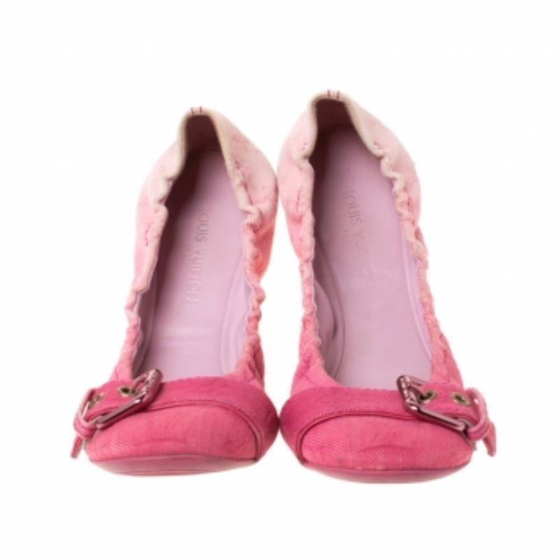 Donna Louis Vuitton Ballerine con fibbia in denim rosa misura 37,5 in vendita