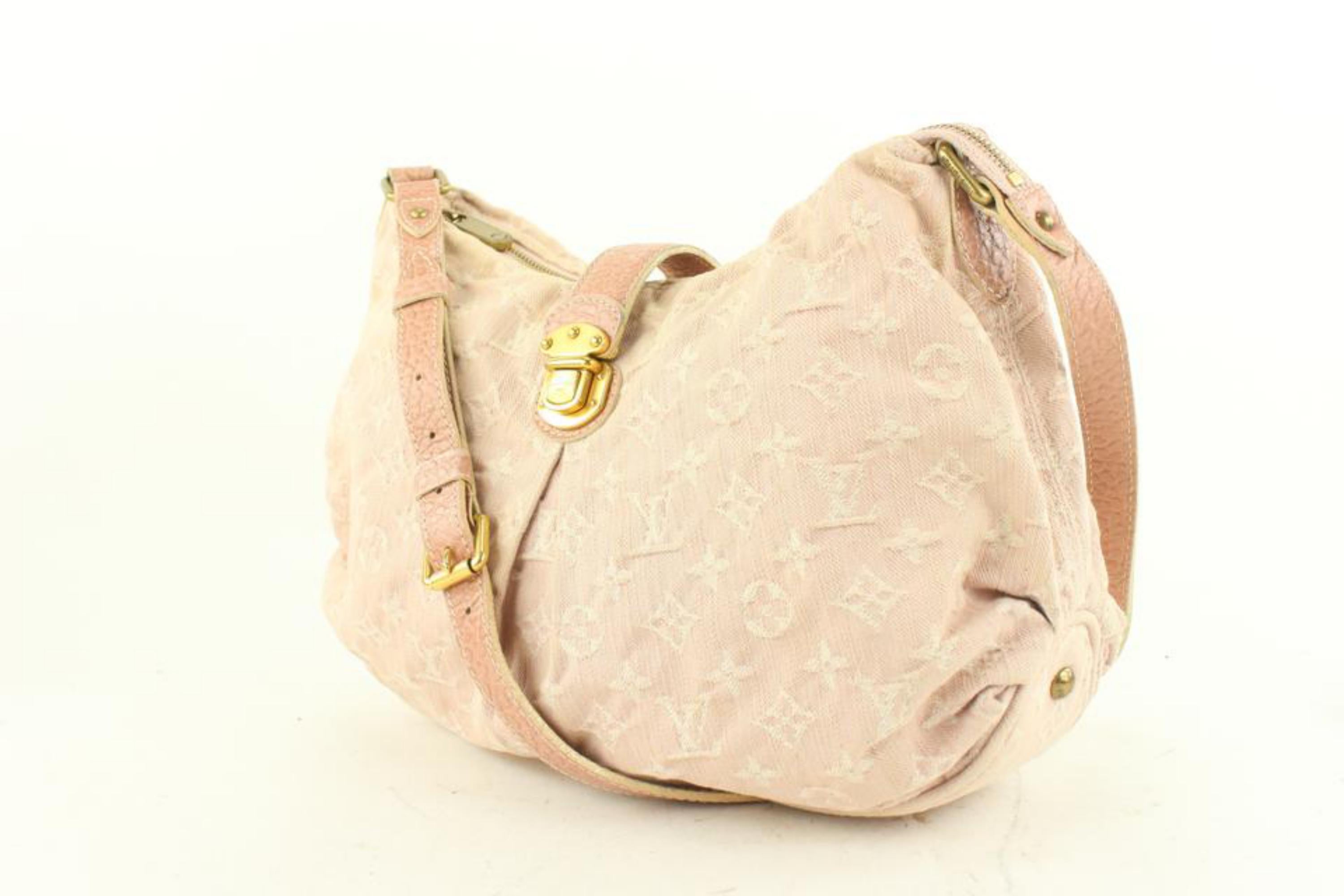 Louis Vuitton Pink Denim Monogram Slightly Messenger bag 2LV516a 4
