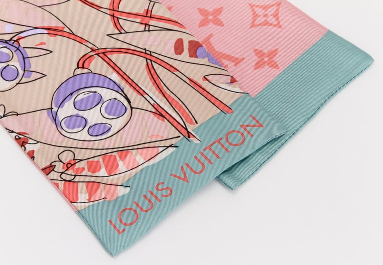 Louis Vuitton Pink Double Sided Maxi Twilly Scarf at 1stDibs