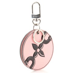 Louis Vuitton Pink Epi Leather Illustre Round Bag Keychain features silver-tone