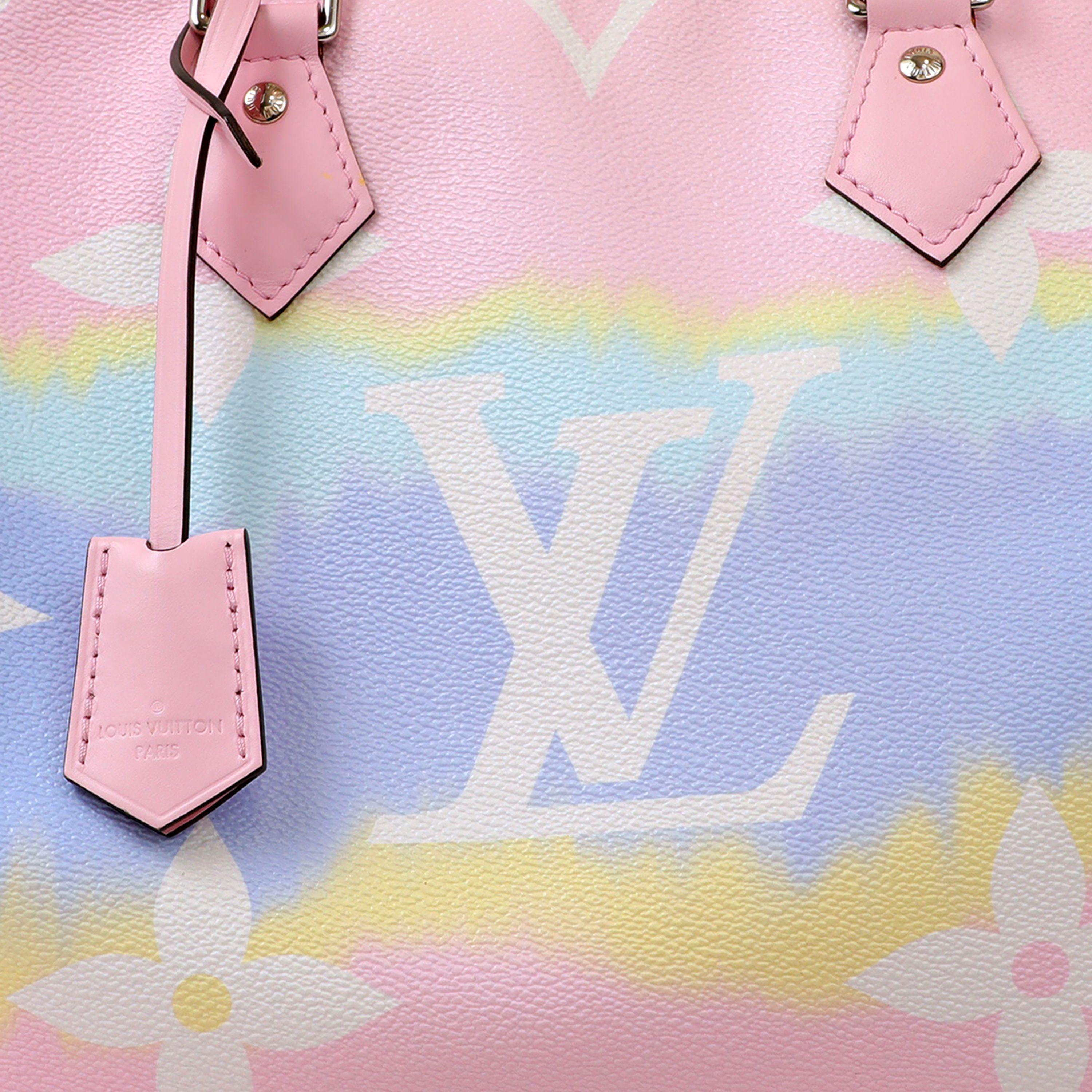 Louis Vuitton Pink Escale 30 Speedy Bandouliere Crossbody- Pristine condition.  Pastel colors, oversized LV monogram pattern.  Detachable and adjustable shoulder strap. Coordinating Kirigami pouch available in separate listing. Dust bag