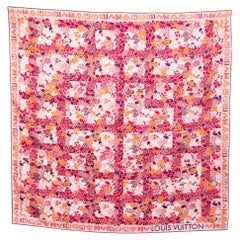 Louis Vuitton Pink Floral Printed Silk Square Scarf