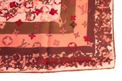 Louis Vuitton Pink Flower Silk Small Scarf