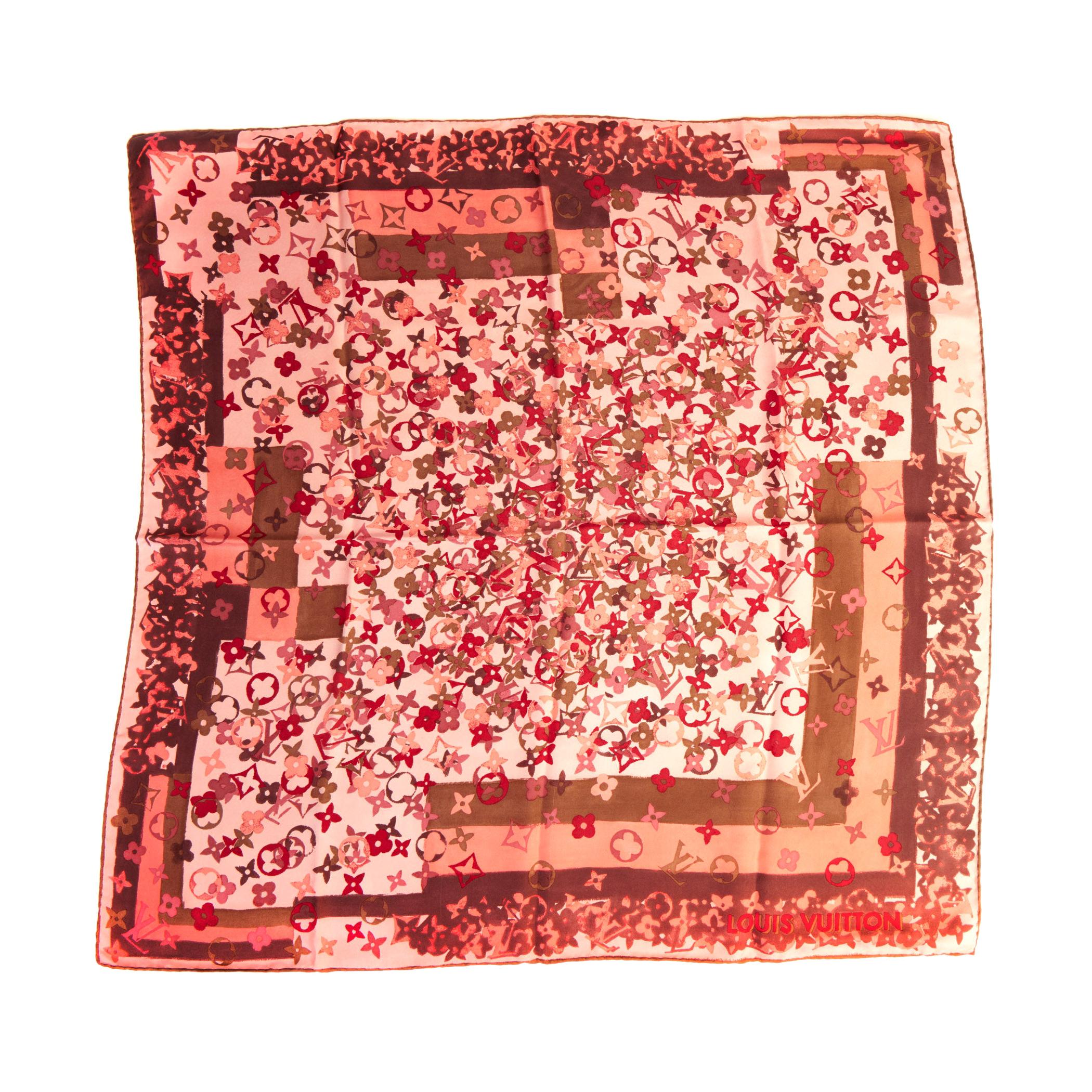 Louis Vuitton Pink Flower Silk Small Scarf