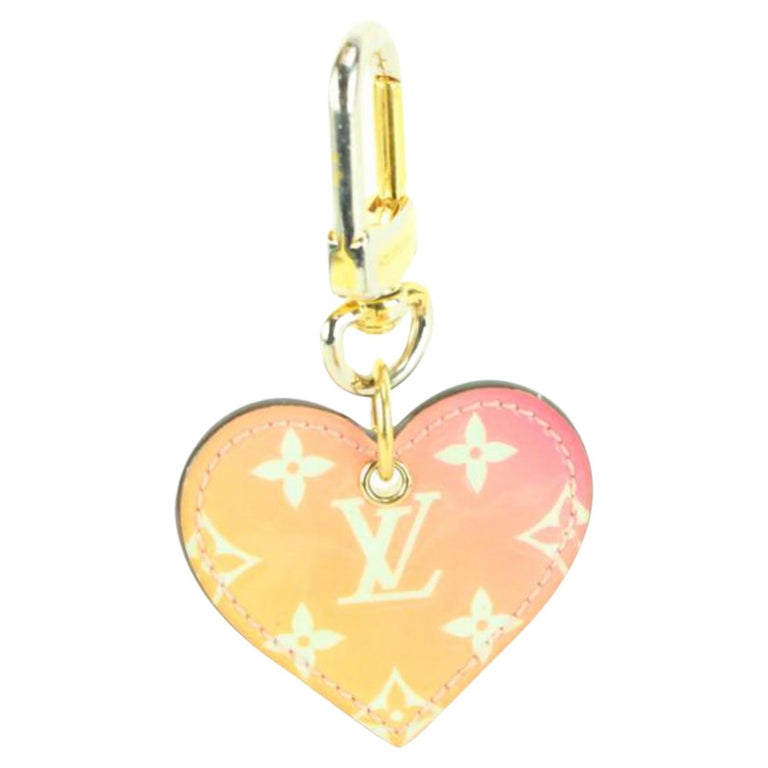 Authentic Louis Vuitton Pink Calfskin Gradient Love Lock Heart Bag Charm