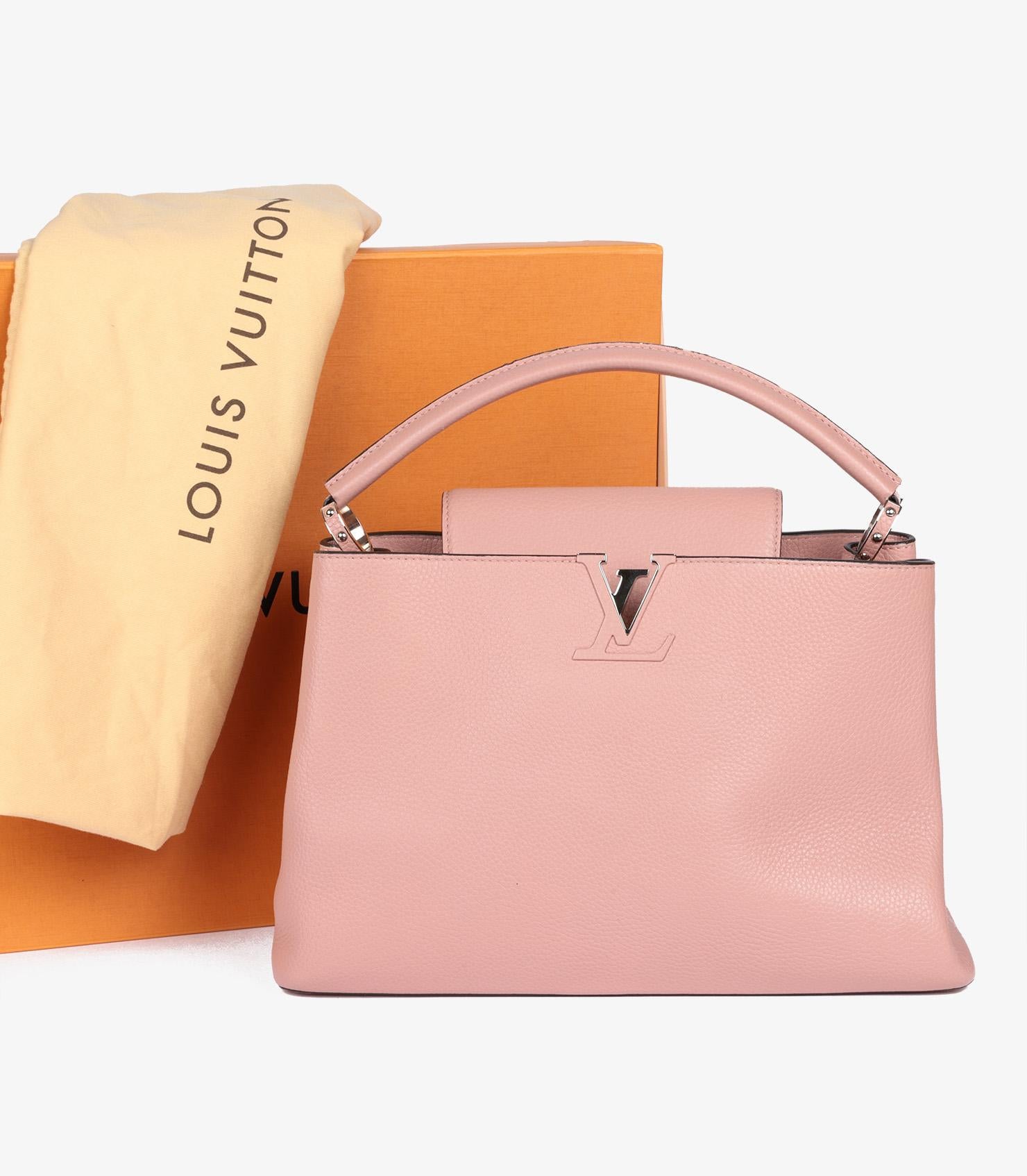 Louis Vuitton Pink Grained Calfskin Leather Capucines MM For Sale 8