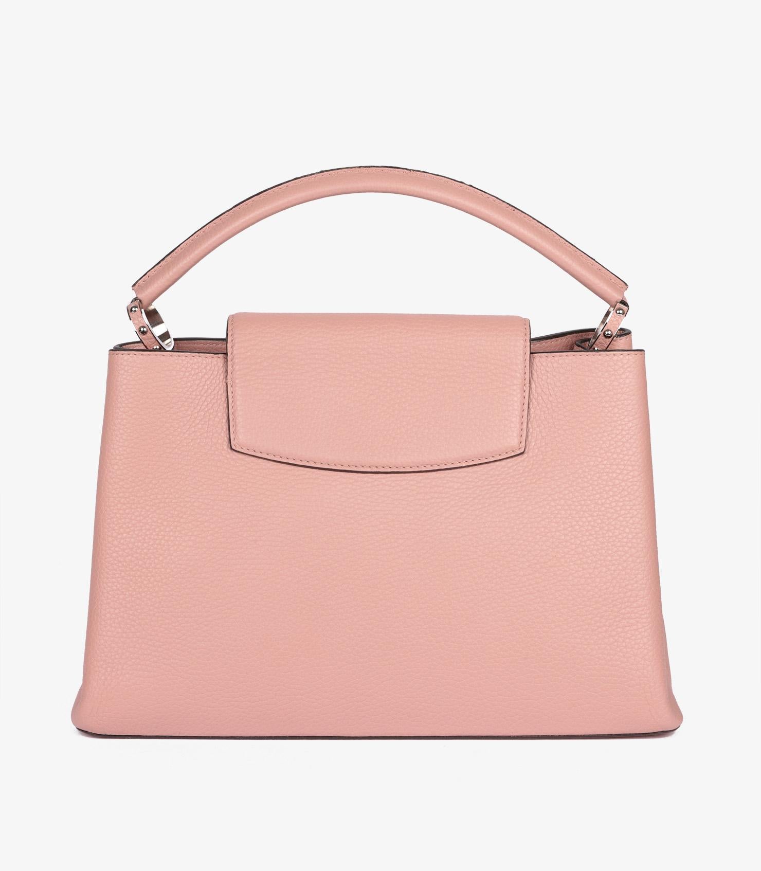 De las mujeres Louis Vuitton Pink Grained Calfskin Leather Capucines MM en venta