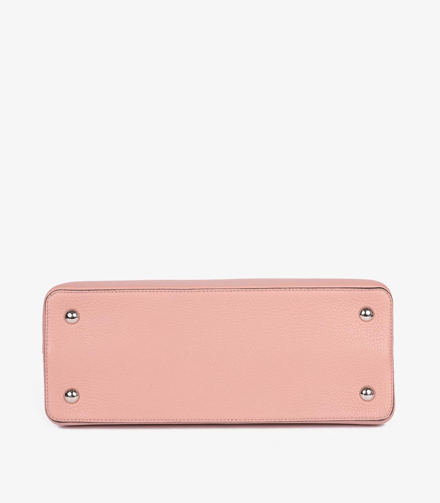 Louis Vuitton Pink Grained Calfskin Leather Capucines MM en venta 1