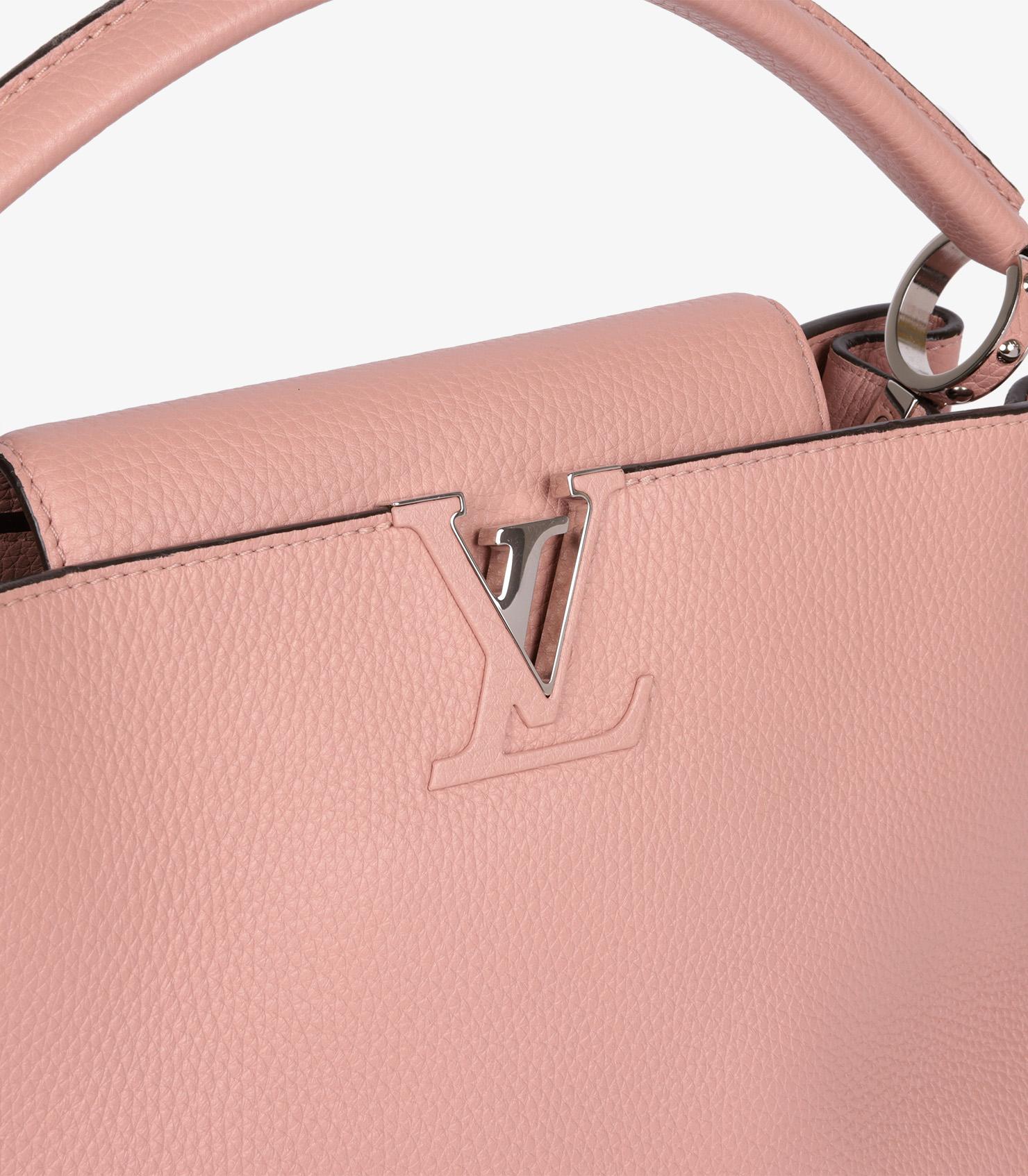 Louis Vuitton Pink Grained Calfskin Leather Capucines MM For Sale 3