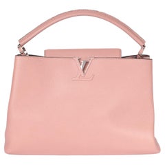 Louis Vuitton Capucines de piel de becerro granulada rosa MM