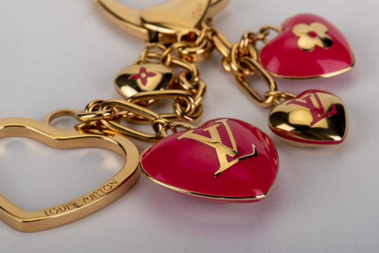 Louis Vuitton Pink Hearts Enamel Bag Charm at 1stDibs